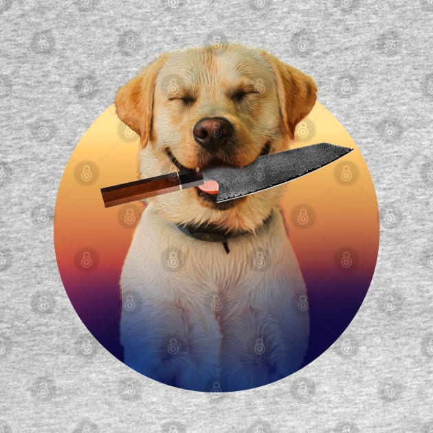 Dog with a knife Golden Retriever labrador by SOF1AF